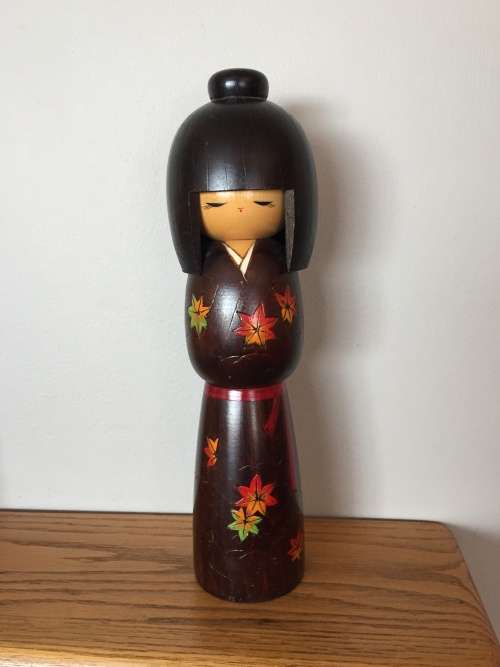 Genuine wooden painted Japanese Kokeshi doll